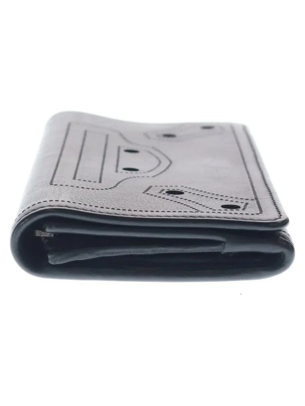 Balenciaga Black Out Classic Continental Perforated Leather Wallet